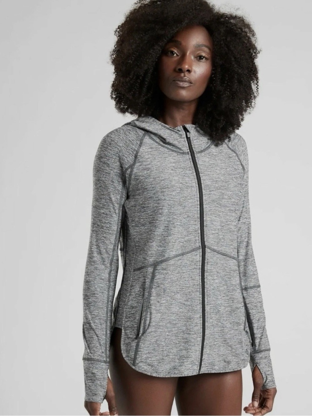 Athleta Pacifica Baja UPF Hooded Jacket Cover-Up Grey Heather